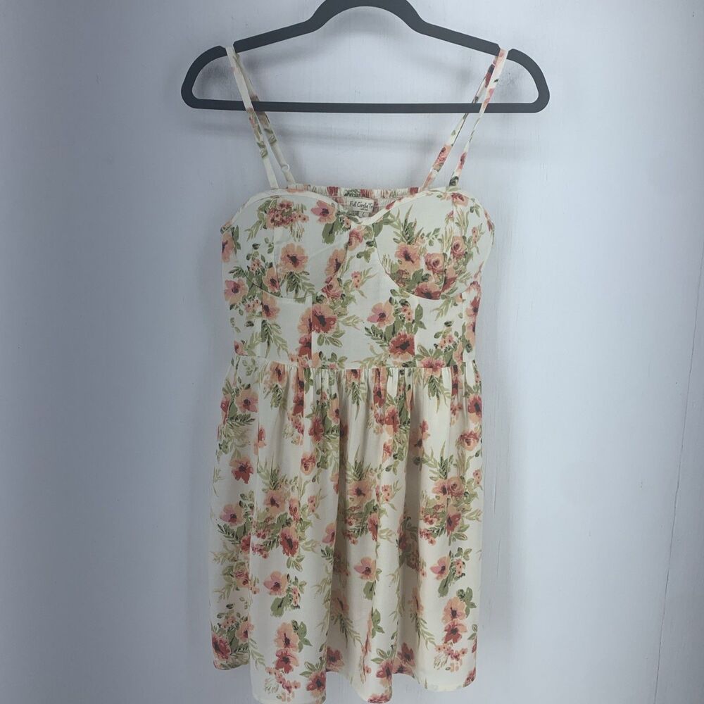 Full Circle Trends Large Babydoll Dress Sweetheart Neck Flirty Floral Summer